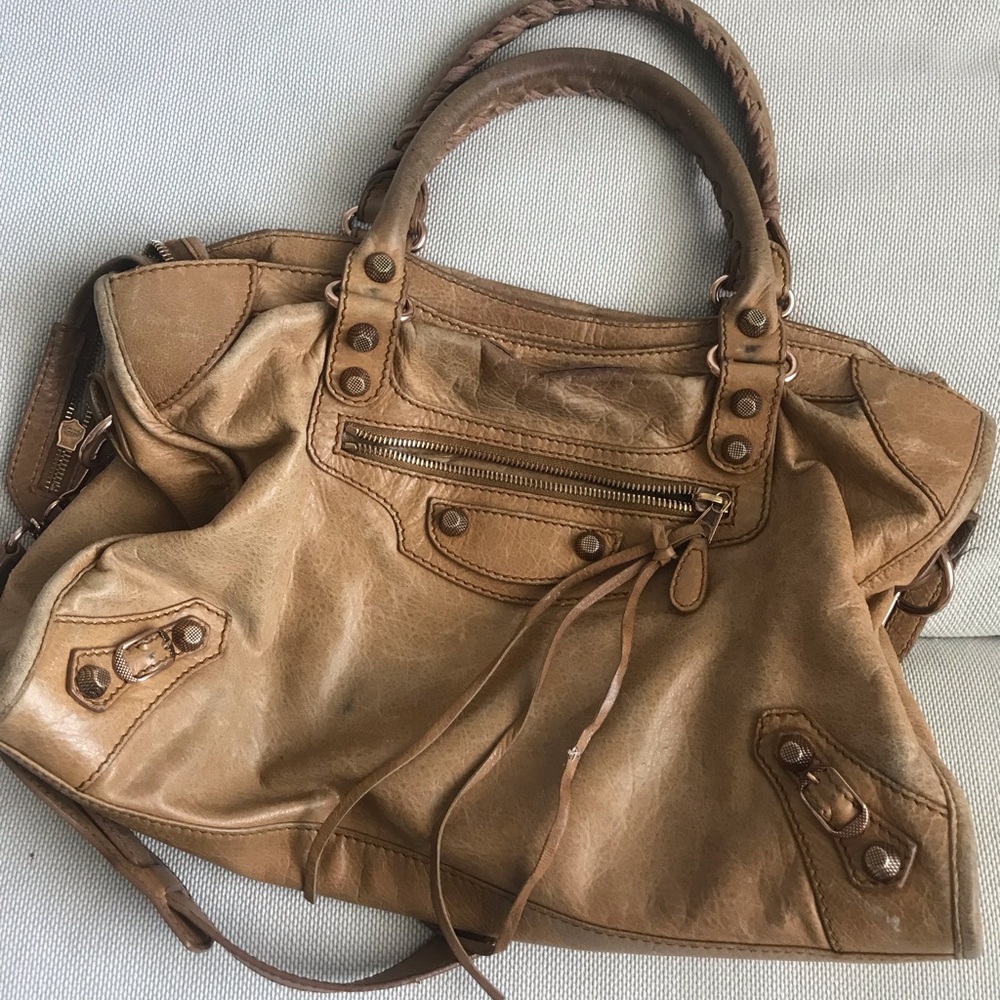 Balenciaga tan city bag